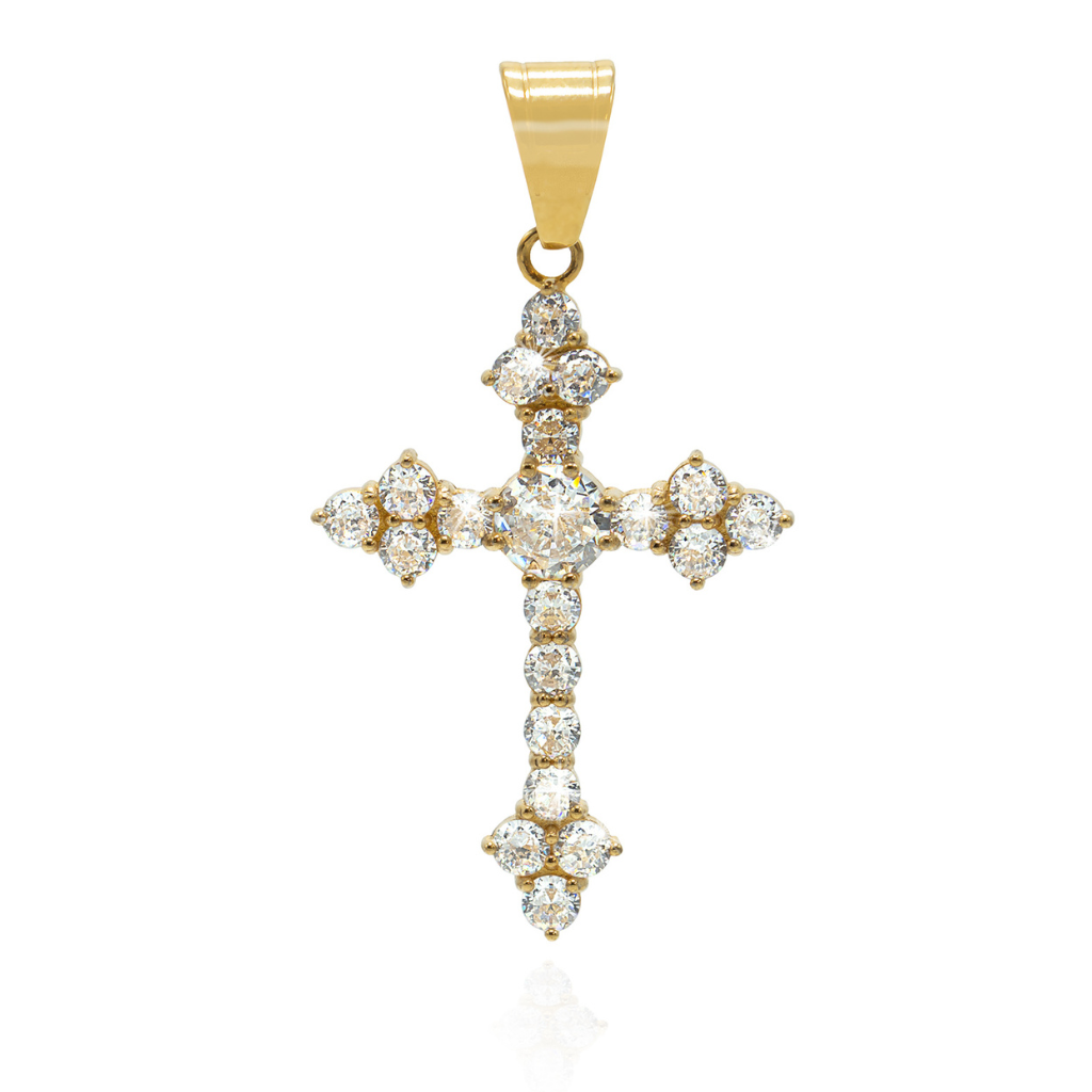 Stone gold cross pendant 