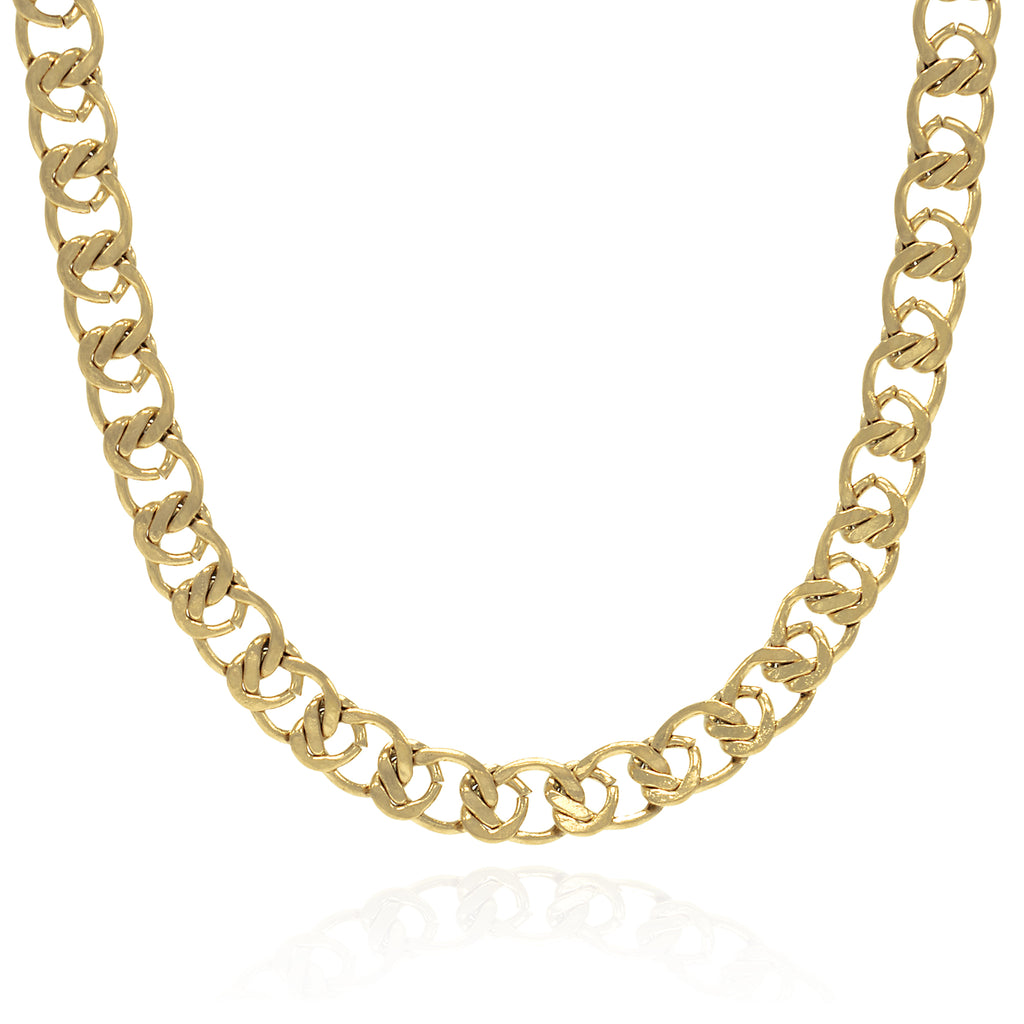 A gold-colored stainless steel link chain necklace with a length of 40cm + 5cm extender, width 5mm.