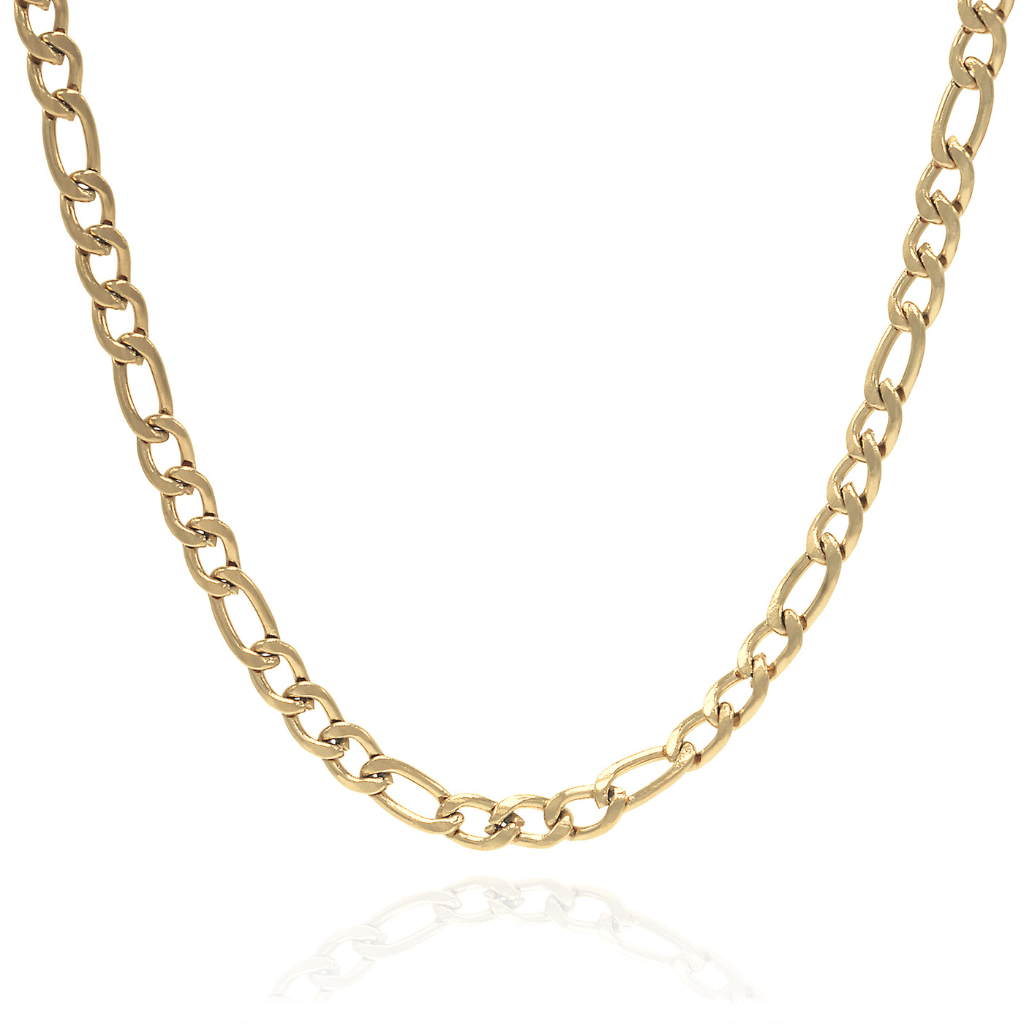 Womens Gold Figaro Chain Necklace