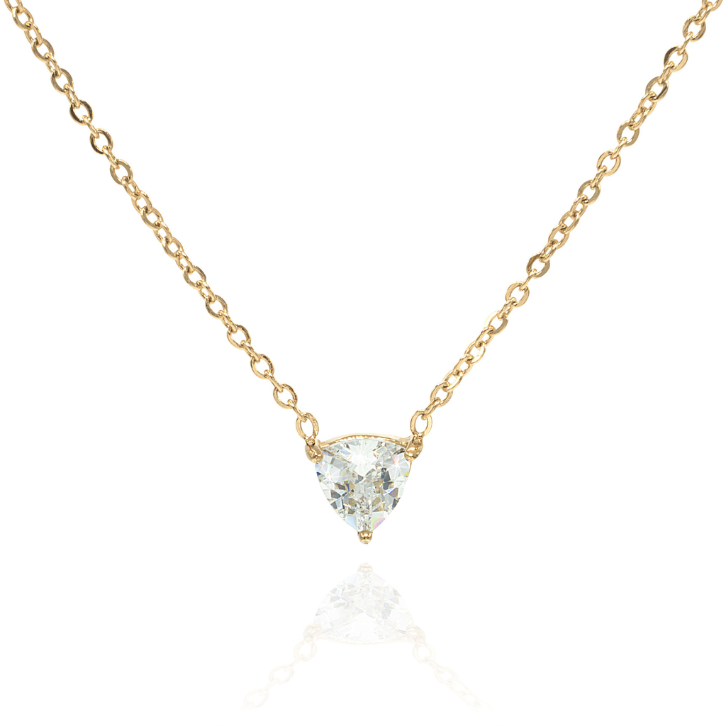 Gold faux diamond on dainty necklace