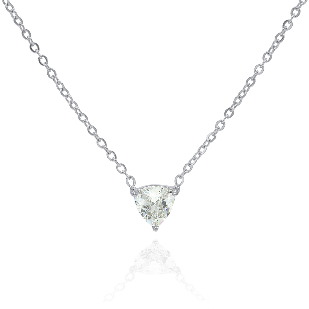Silver faux diamond on dainty necklace
