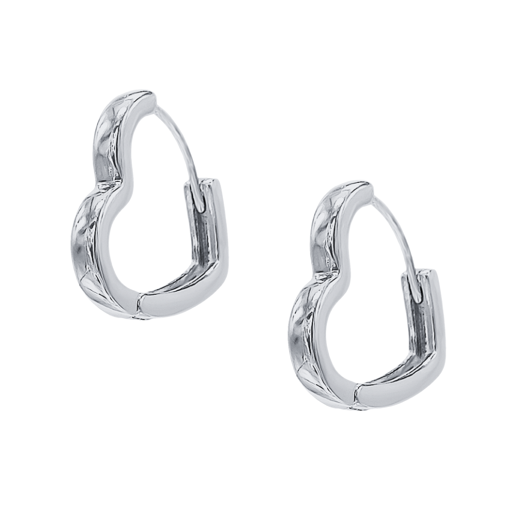 Heart Silver Hoop Earrings