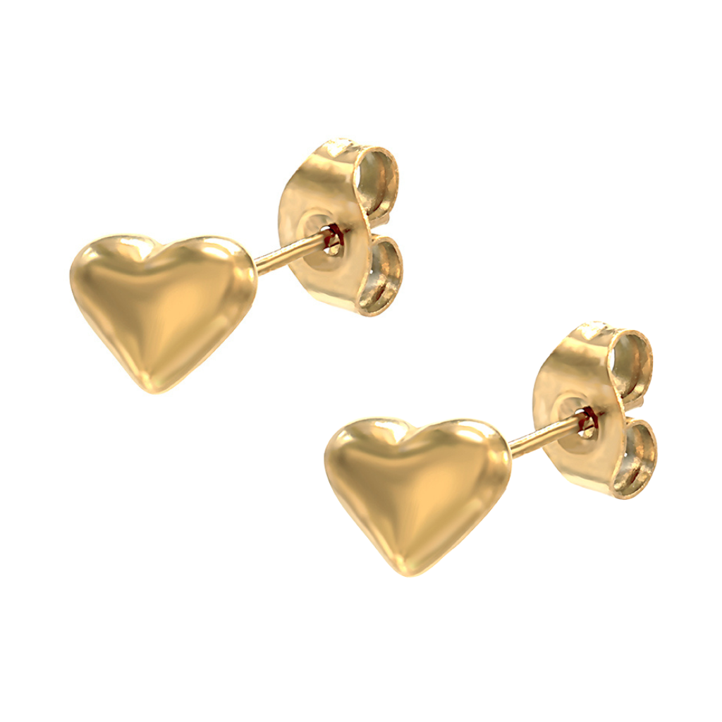 Heart Gold Stud Earrings