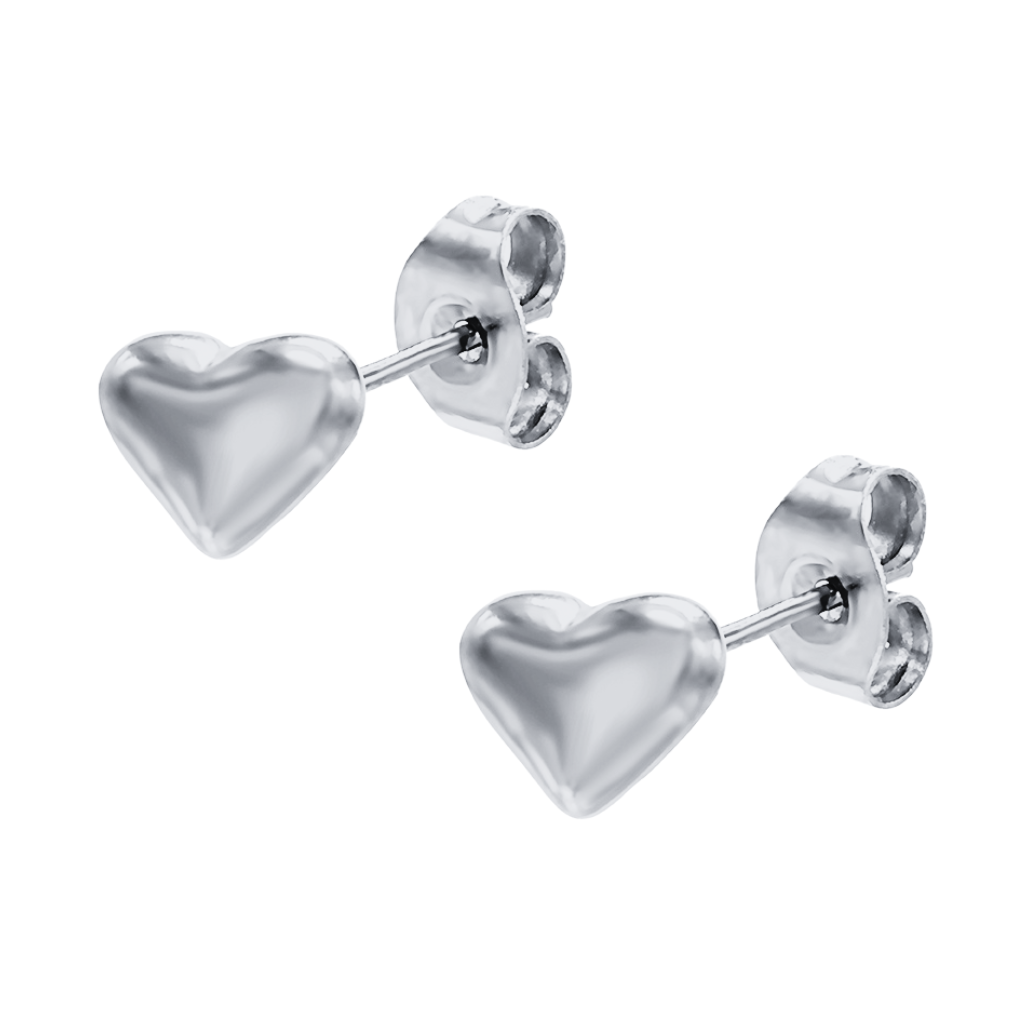 Heart Silver Stud Earrings