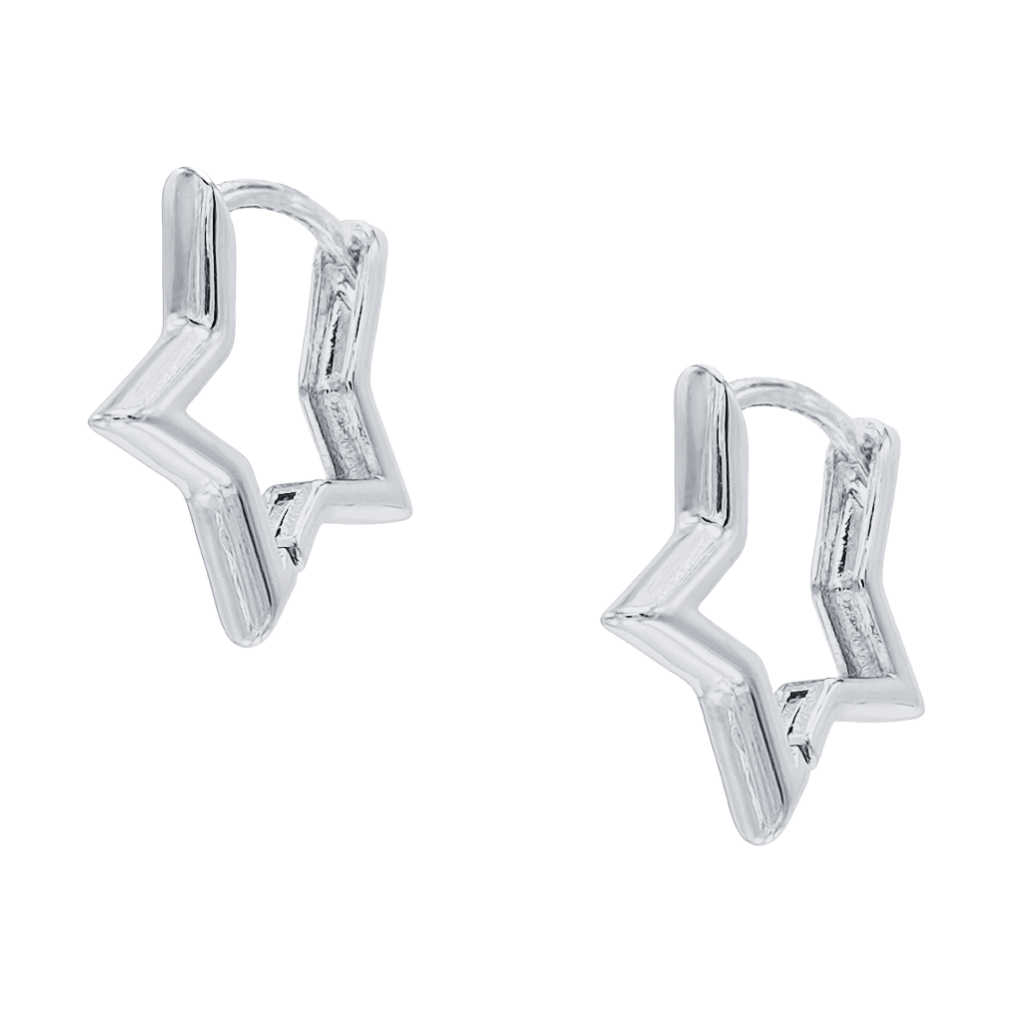 Star Silver Hoop Earrings